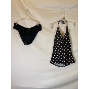 NEW NWT BOBBIE BROOKS SWIMSUIT 2 PIECE BIKINI SIZE 16 BLACK WHITE WOMENS